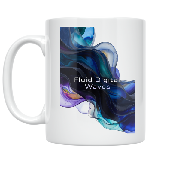 Fluid Digital Waves Abstract Art - Art Enthusiast - 11 oz Ceramic Coffee Mug