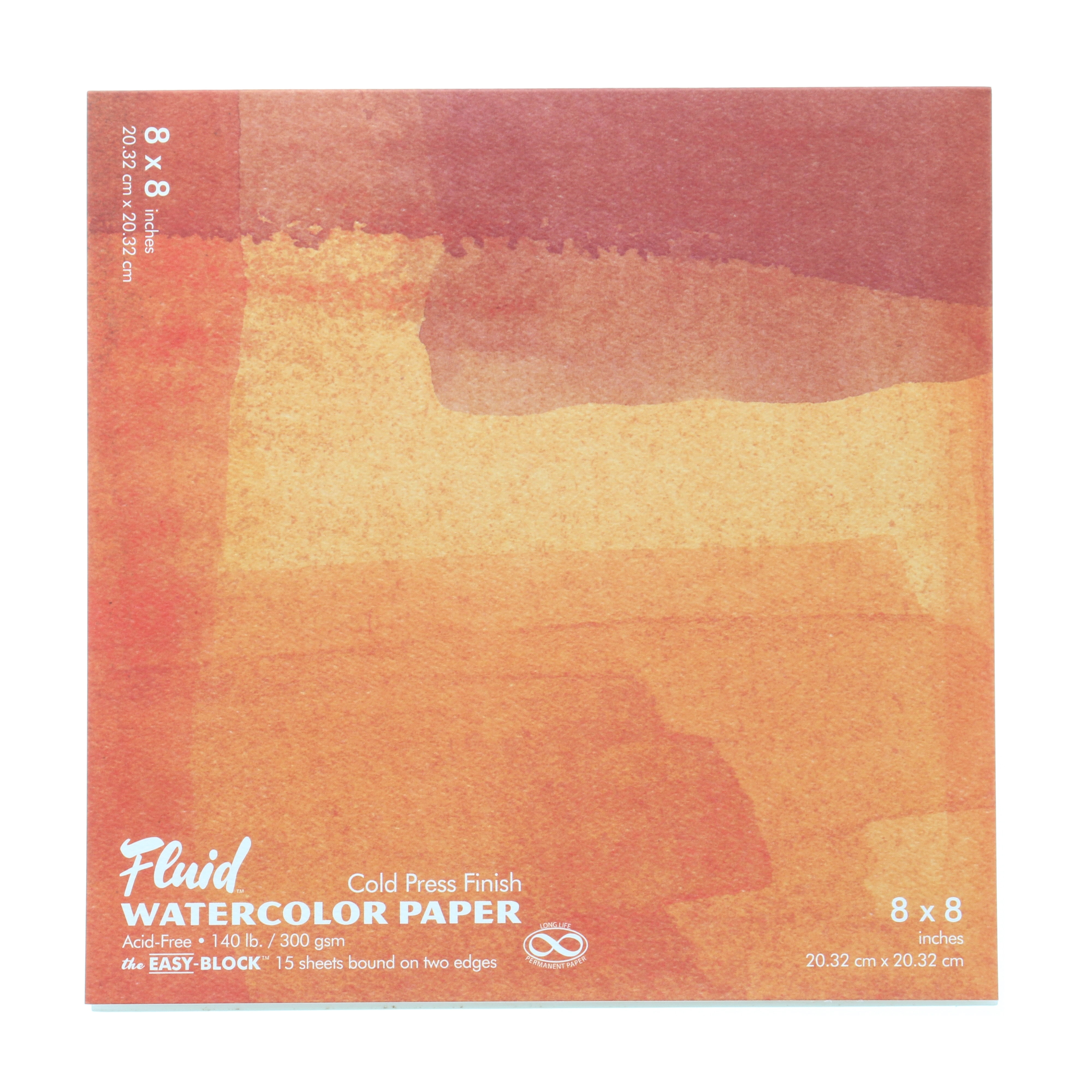 Global Art Fluid Watercolor Paper Block, Cold-Press, 8" x 8" 15 Sheets ...