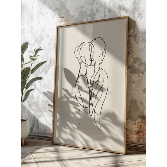 Fluid Embrace Line Minimalist Single Drawing Of Two Abstract Female ...