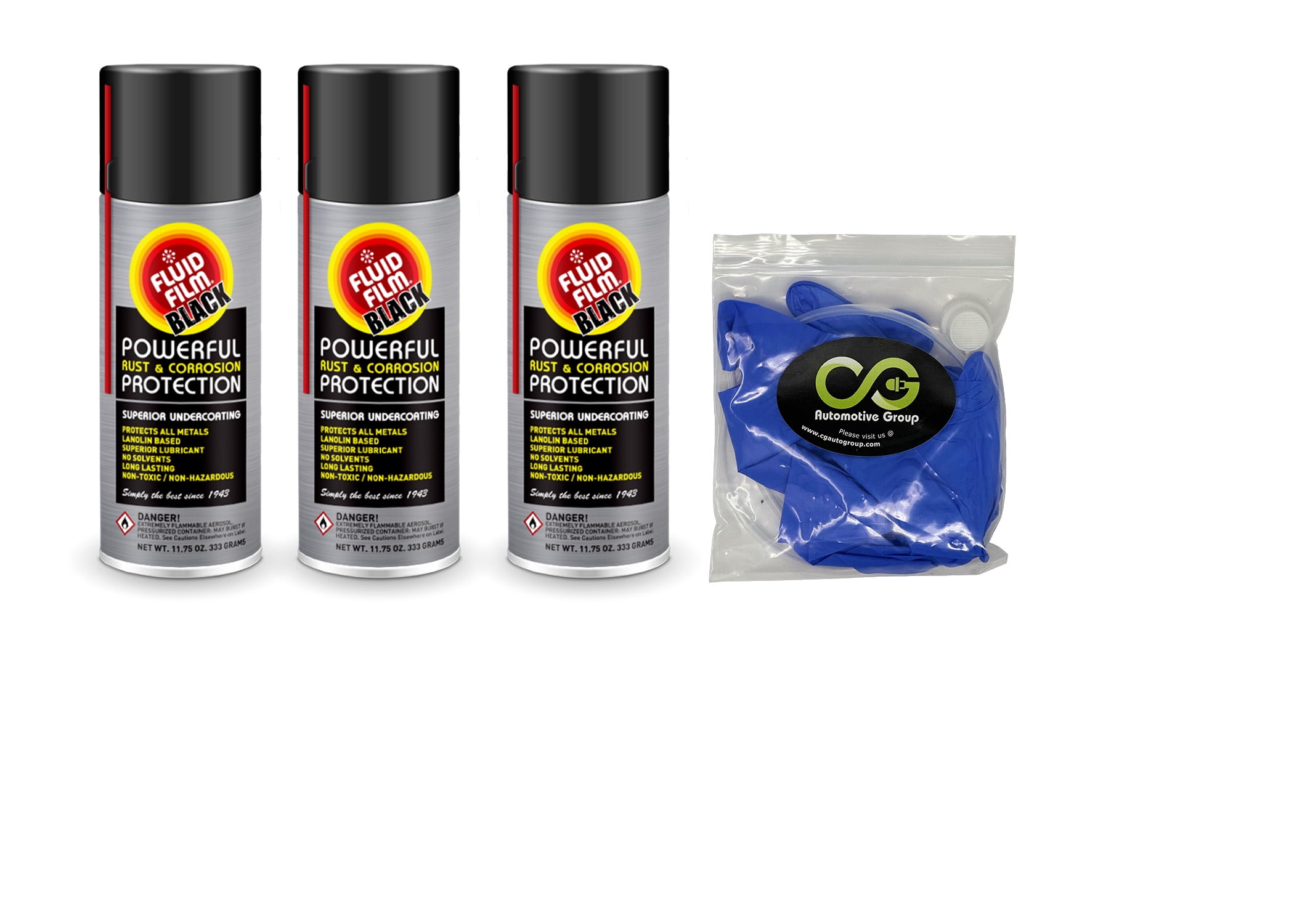 Fluid Film Black, 3 Pack, 35.25 oz Undercoating Protection Aerosol Spr – CG  Automotive Group