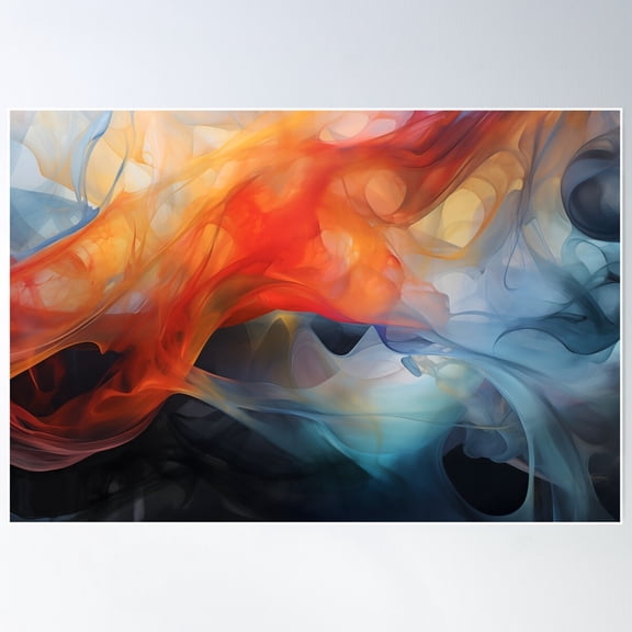 Fluid Fire: Modern Abstract Expression Poster Wall Art, Modern Wall Decor For Living Room Bedroom, 24x36 UNFRAMED