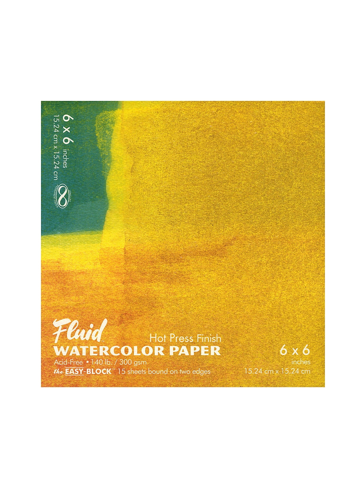 Fluid Hot Press Watercolor Paper block, 6 in. x 6 in., 15 sheets (pack of 4)