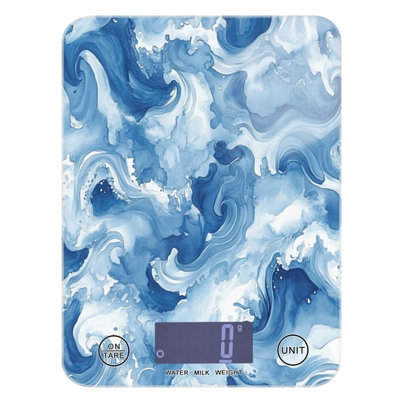 Fluid Indigo Waves Food Scale Digital Kitchen Scale Waterproof Grams Ounces lbs for For Baking and Cooking