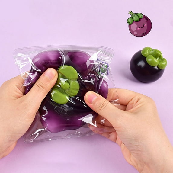Mangosteen Stress Relief Toy, Soft Squeeze Simulation Fruit, Sensory Fidget Anxiety Relief, Portable Desk Decompression Gadget For Adults Kids