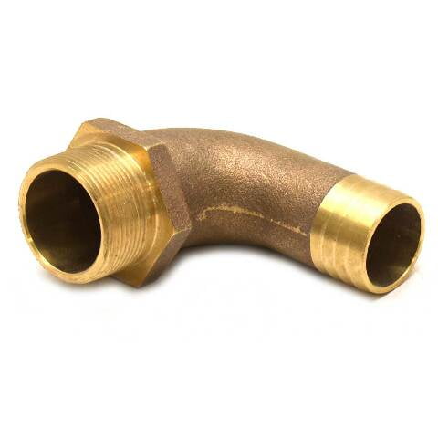 Fluid Motion Boat Elbow Fitting | 1 7/8 Threaded 1 1/2 Barbed Brass