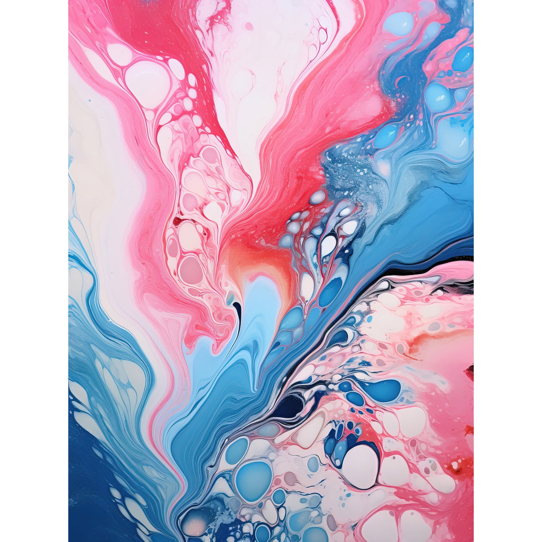 Fluid Paint Acrylic Pouring Abstract Artwork Pink Blue Flowing Colours ...