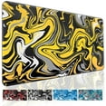 thumbnail image 1 of Fluid Pattern Gaming Mouse Pad for Desk,Desk Mat with 3mm Non-Slip Base,Large Mouse Pad Gaming Mousepad,Waterproof Mouse Mat Desk Pad with Seamed Edges,31.5x11.8In Mousepad for Gaming,Home,Golden-Gray, 1 of 6