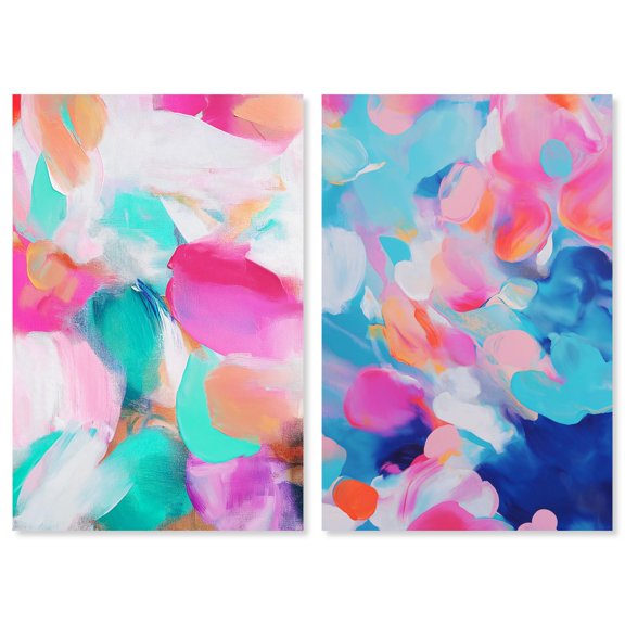 Fluid Pulse Duo Canvas Print Sunset Pink Wall Decor Set by Art Remedy, Gallery Wrapped, 10 x 15