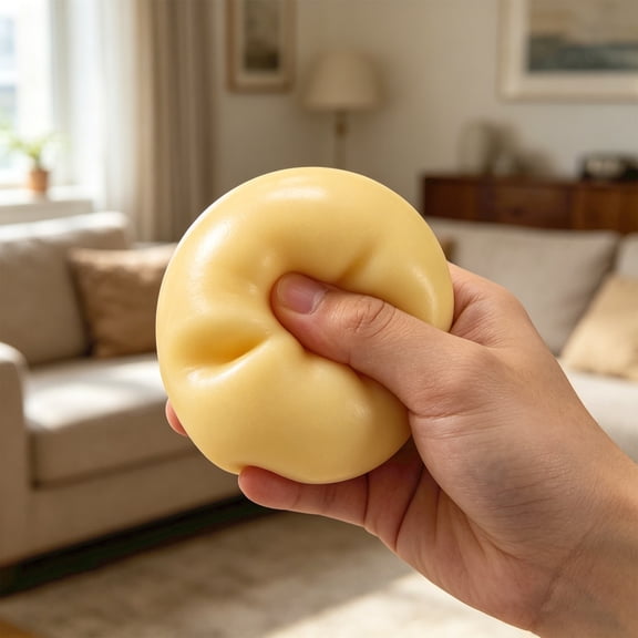 Fluid Squishy Dough Ball, Stress Relief Fidget, Ultra-Soft Slow Rising Jumbo Cheese Squishy for Office Daily Relaxation & Hand Workout, Yellow