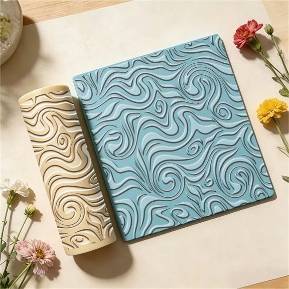 Fluid Swirl Textured Polymer Clay Roller for Jewelry Crafts