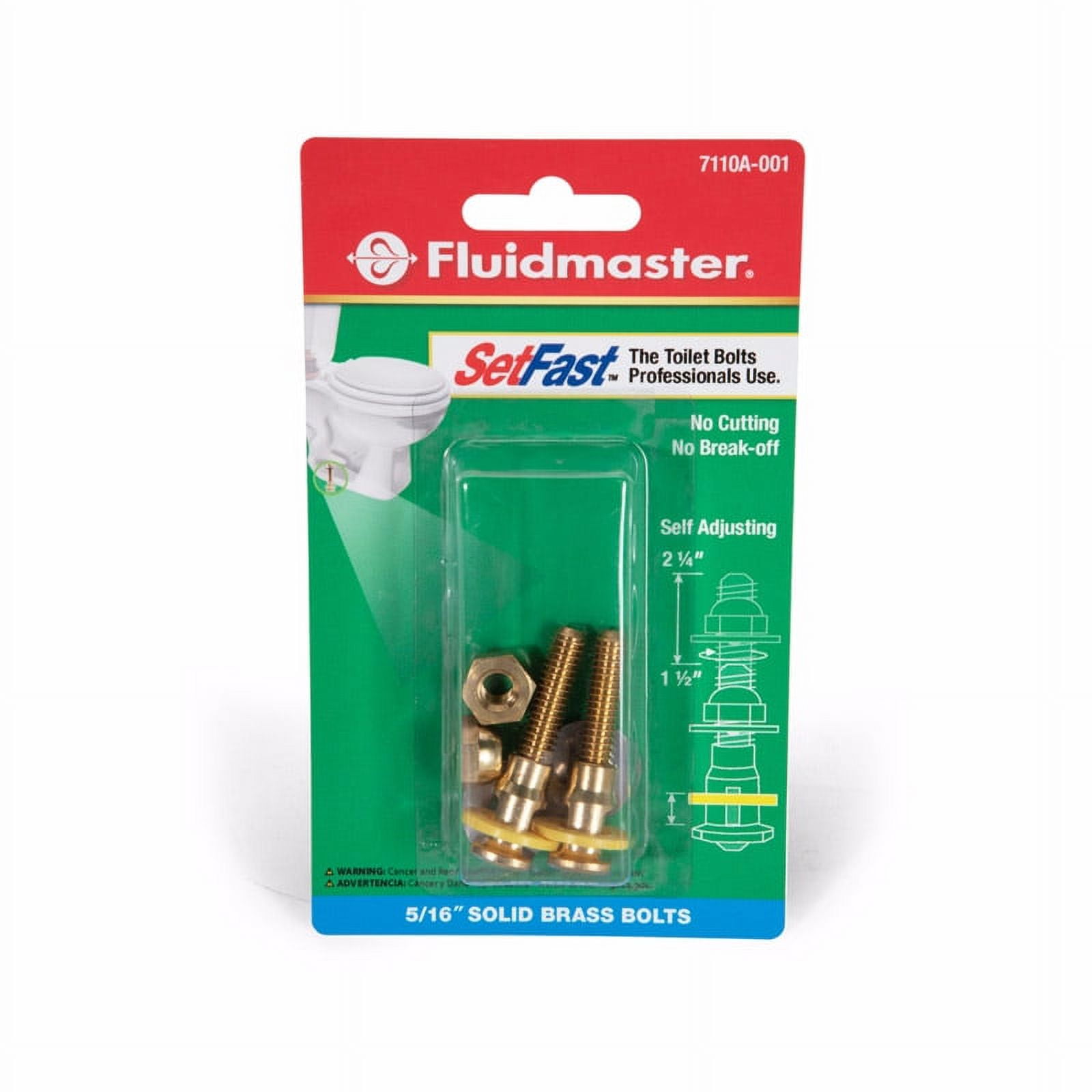 Fluidmaster SetFast Brass Self-Adjusting Toilet Bolts Set, 5/16 in.