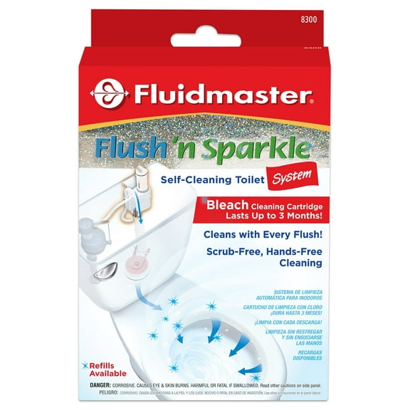 Fluidmaster 8300P8 Flush 'n Sparkle Automatic Bleach Toilet Bowl Cleaning System and 1 Cartridge