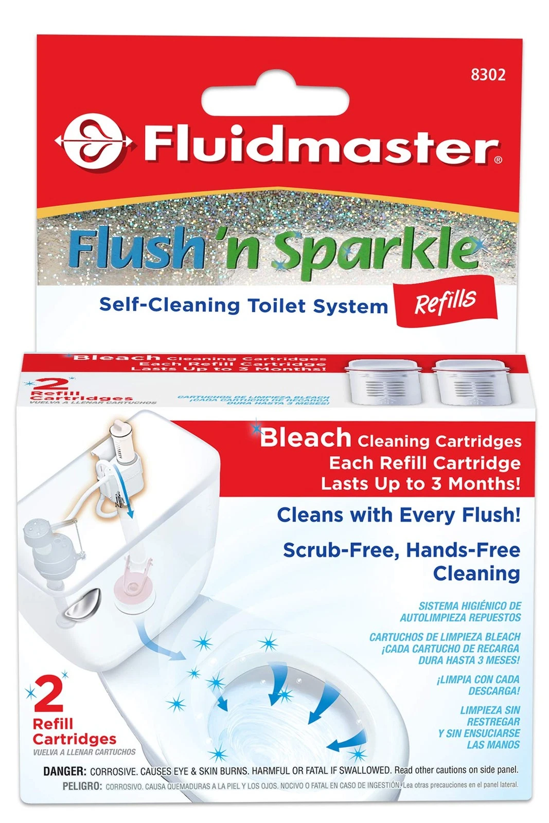 Fluidmaster 8302P8 Flush 'N Sparkle Automatic Toilet Bowl Cleaning Sys