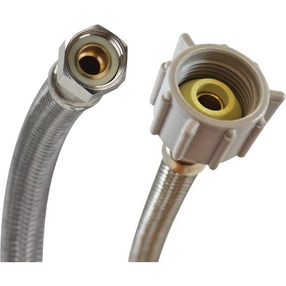 Fluidmaster B1T09 Toilet Connector, Braided Stainless Steel - 3/8 Female Compression Thread x 7/8 Female Ballcock Thread, 9-Inch Length