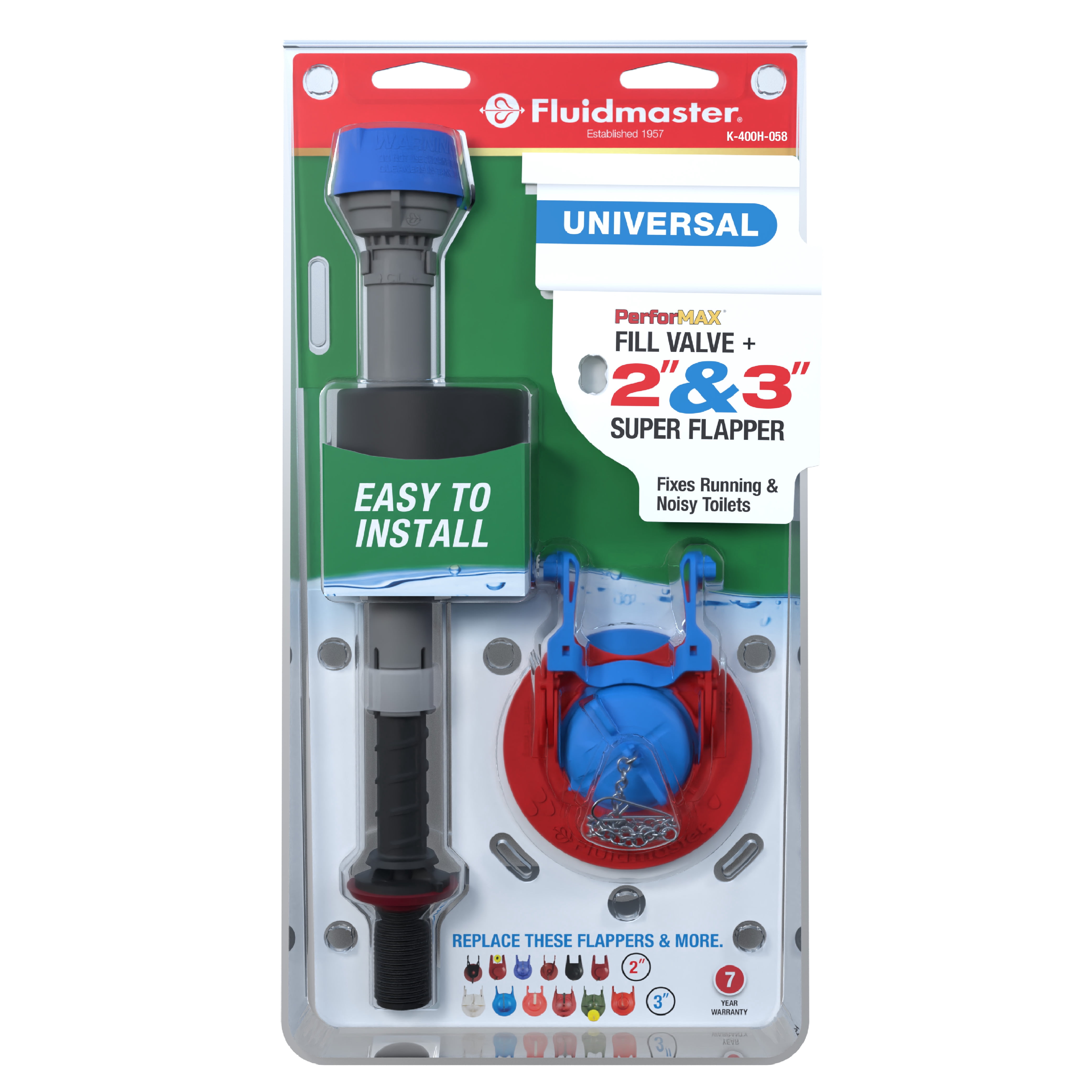 Fluidmaster K-400H-058 PerforMAX Fill Valve & Super Flapper Kit