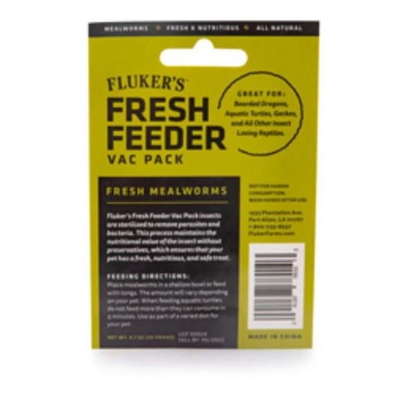 Fluker Labs 0.7 oz Fresh Feeder Vac Pack Mealworms Reptile Food