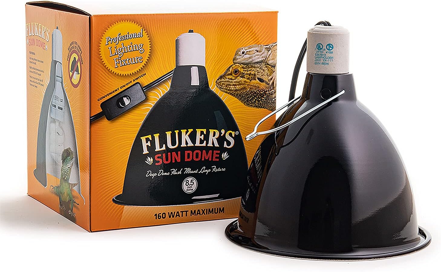 Fluker's Sun Dome Reptile Lamp, Deep Dome Flush Mount Light Fixture, 8.