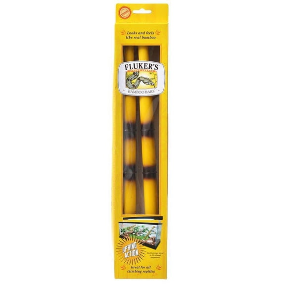 Flukers Spring Loaded Bamboo Bars [Reptile, Climbing Items] 2 Pack - (Extendable from 10.5"L - 15"L)