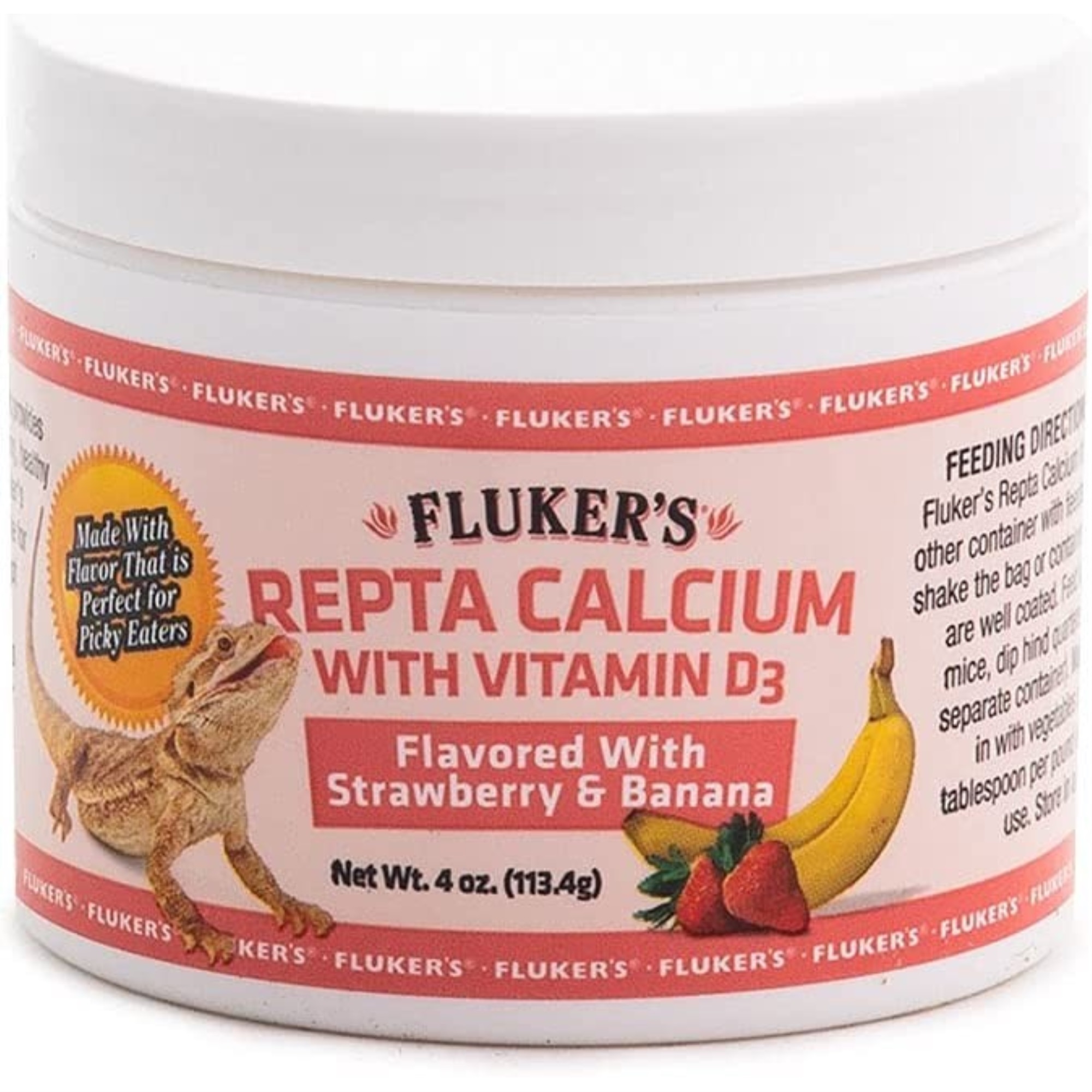 Flukers Strawberry Banana Flavored Repta Calcium Supplement With Vitamin D3 for Strong Bones