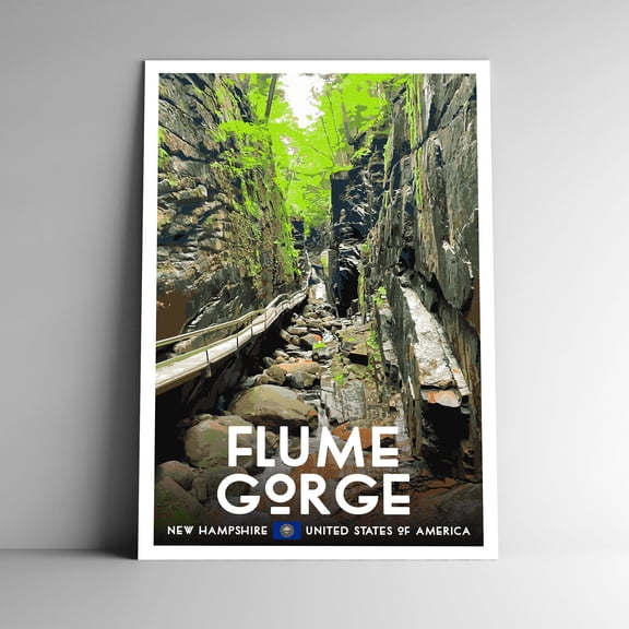 Flume Gorge Vintage Travel Poster / Postcard WPA Style Retro New Hampshire