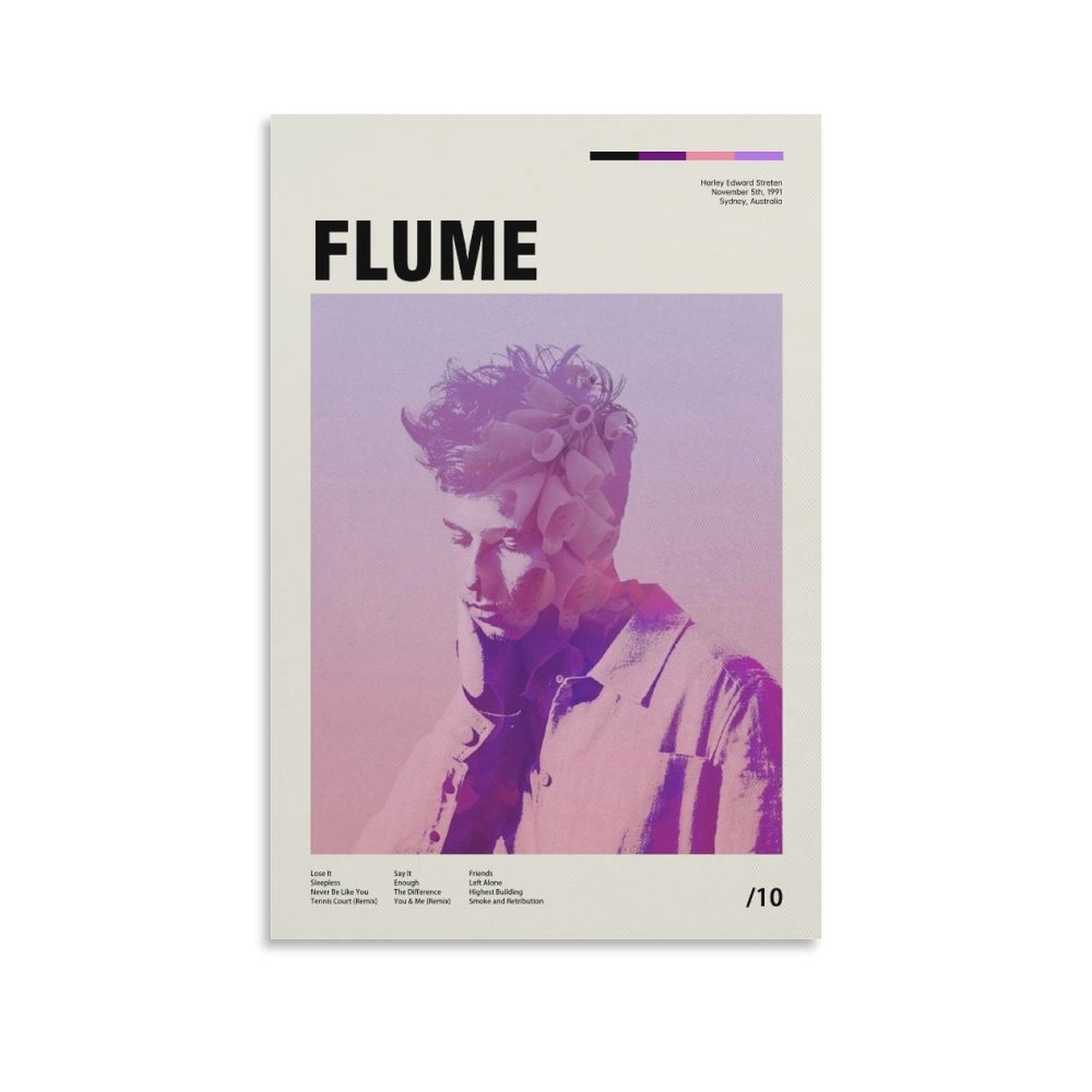 Flume Inspired Mid-Century Modern Poster Picture Print Wall Art Poster ...