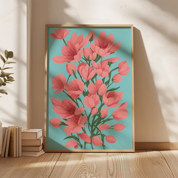Fluorescence Study Coral Botanical Spring Floral Room Wall Decor