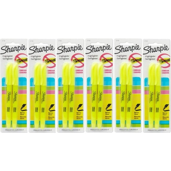 Sharpie Fluorescent Accent Pocket Highlighter - Style Highlighter - 2 Pack, Set of 6
