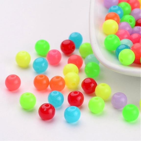 Fluorescent Acrylic Beads Round Mixed Color 6mm Hole: 1.5mm