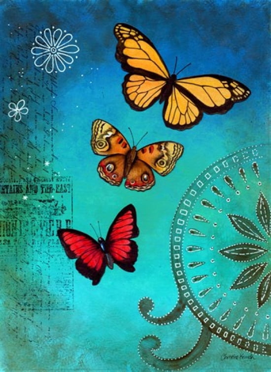 Fluorescent Blue Butterfly Canvas Art - Christine Kerrick (19 x 25)