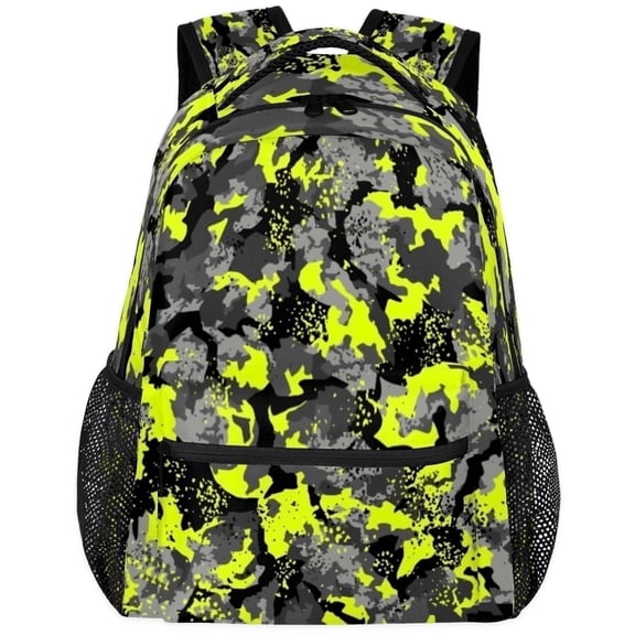 Fluorescent Camouflage Backpack Bookbag for Boys Girl, Laptop Big Book Bag Travel Hiking Camping Daypack Rucksack