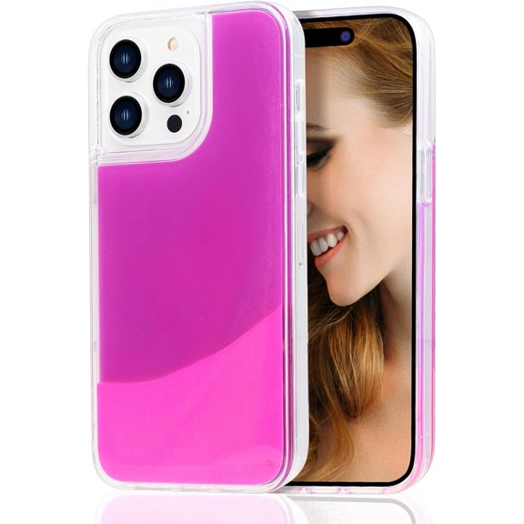 Fluorescent Case Compatible with iPhone 14 Pro Quicksand Case Liquid Glow Sand Phone Case Luxury Glow in The Darkness Noctiluncent Liquid Luminous Sand Fashion Luxury Cover for Women and Men
