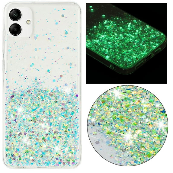 Fluorescent Case for Samsung Galaxy A05, Luxury Glitter Glow in The Darkness Noctiluncent Back Cover Luminous Shining Shockproof Protective Slim Phone Case for Samsung Galaxy A05, Green