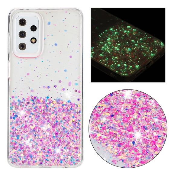 Fluorescent Case for Samsung Galaxy A23 5G, Luxury Glitter Glow in The Darkness Noctiluncent Back Cover Luminous Shining Shockproof Protective Slim Phone Case for Samsung Galaxy A23 5G, Pink