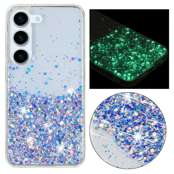 Fluorescent Case for Samsung Galaxy S23, Luxury Glitter Glow in The Darkness Noctiluncent Back Cover Luminous Shining Shockproof Protective Slim Phone Case for Samsung Galaxy S23, Purple