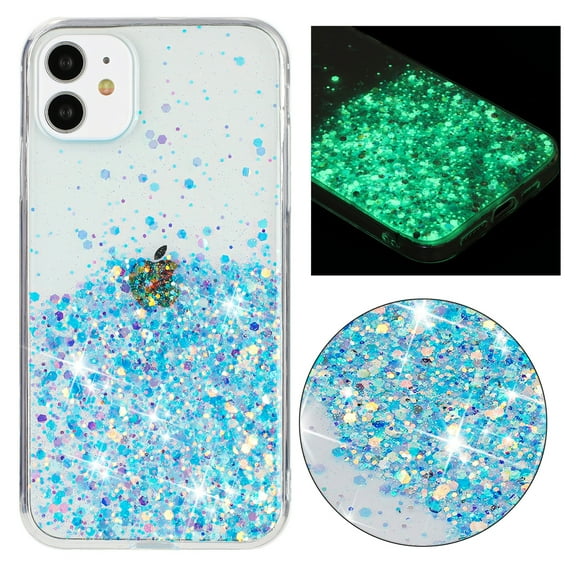 Fluorescent Case for iPhone 11, Luxury Glitter Glow in The Darkness Noctiluncent Back Cover Luminous Shining Shockproof Protective Slim Phone Case for iPhone 11, Blue