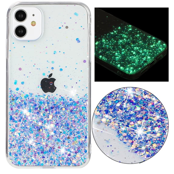 Fluorescent Case for iPhone 11, Luxury Glitter Glow in The Darkness Noctiluncent Back Cover Luminous Shining Shockproof Protective Slim Phone Case for iPhone 11, Purple