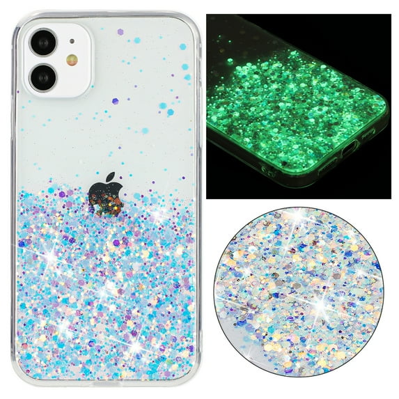 Fluorescent Case for iPhone 11, Luxury Glitter Glow in The Darkness Noctiluncent Back Cover Luminous Shining Shockproof Protective Slim Phone Case for iPhone 11, White