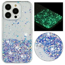 Fluorescent Case for iPhone 12 Pro / iPhone 12 6.1", Luxury Glitter Glow in The Darkness Noctiluncent Back Cover Luminous Shining Shockproof Protective Slim Phone Case, Purple