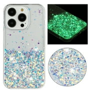 Fluorescent Case for iPhone 13 Pro, Luxury Glitter Glow in The Darkness Noctiluncent Back Cover Luminous Shining Shockproof Protective Slim Phone Case for iPhone 13 Pro, White