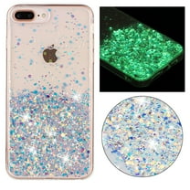 Fluorescent Case for iPhone 8 Plus / iPhone 7 Plus, Luxury Glitter Glow in The Darkness Noctiluncent Back Cover Luminous Shining Shockproof Protective Slim Phone Case, White