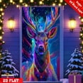 thumbnail image 1 of Fluorescent Christmas Door Cover - 35.4x70.8in Santa Claus & Christmas Tree Printed Festive Banner, Durable Polyester Holiday Decoration for Indoor Outdoor Xmas Party Home Front Door, 1 of 6