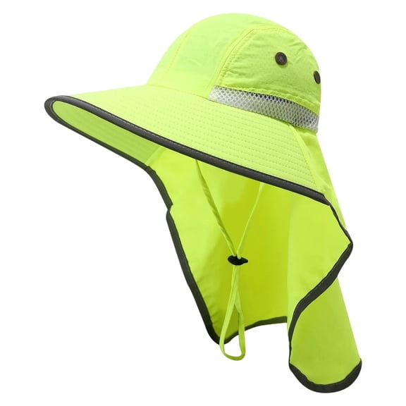 Fluorescent Color Mesh Hat with Neckcovering For Outdoor Construction Workers