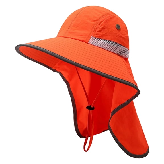 Fluorescent Color Reflective Sun Hat With High Visibility and Neckflap For Outdoor Road Crews Sun Protective Headwear