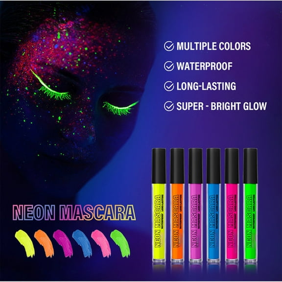 Fluorescent Colorful Lengthening Volumizing Proof Sweatproof 6 Colors For Party Makeup