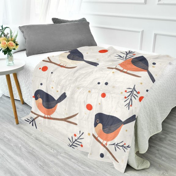 Fluorescent Cover blanket 70x55 inch frannel blanket Office nap blanket Camping blanket Bedding travel blanket Glow blanket Little Black Bird Christmas