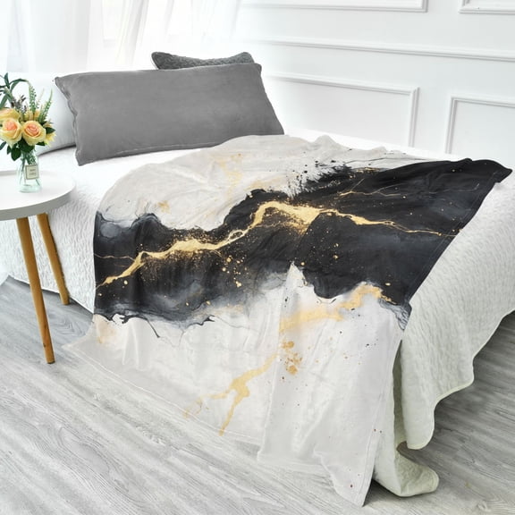 Fluorescent Cover blanket 70x55 inch frannel blanket Office nap blanket Camping blanket Bedding travel blanket Glow blanket Black Beautiful Marble