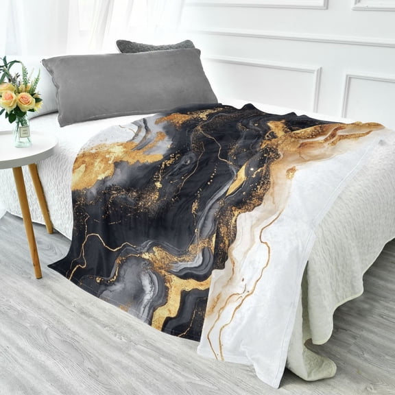 Fluorescent Cover blanket 70x55 inch frannel blanket Office nap blanket Camping blanket Bedding travel blanket Glow blanket Black Marble