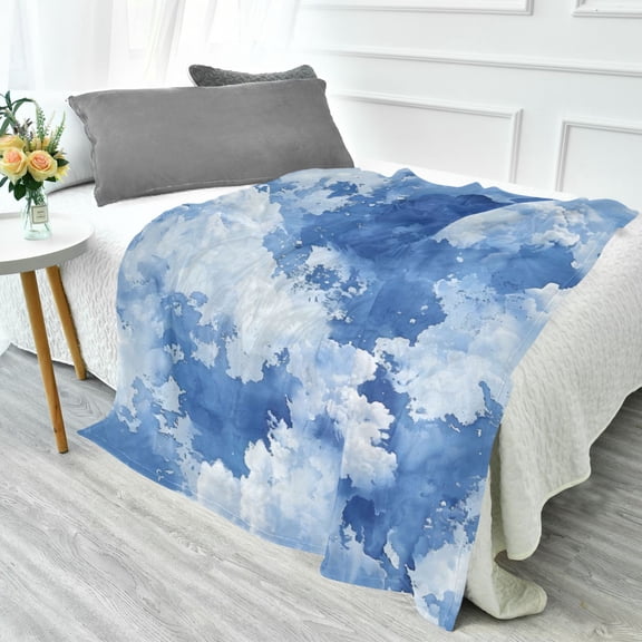 Fluorescent Cover blanket 70x55 inch frannel blanket Office nap blanket Camping blanket Bedding travel blanket Glow blanket Blue Cloud