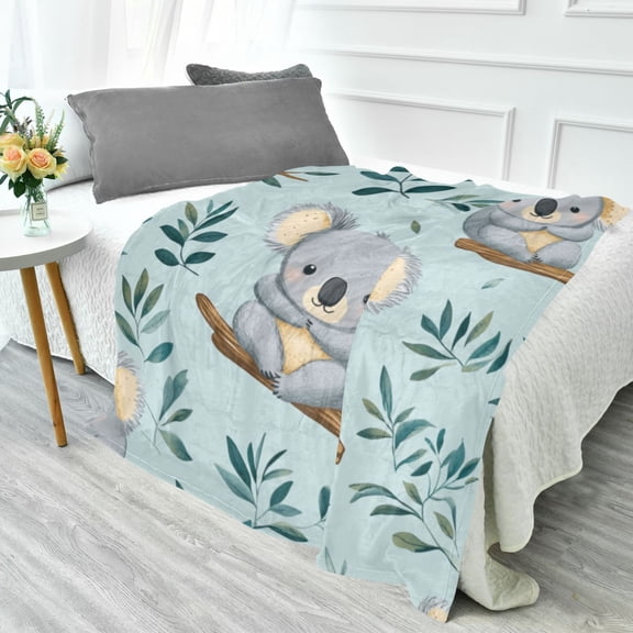 Fluorescent Cover blanket 70x55 inch frannel blanket Office nap blanket Camping blanket Bedding travel blanket Glow blanket Blue Cute Koala