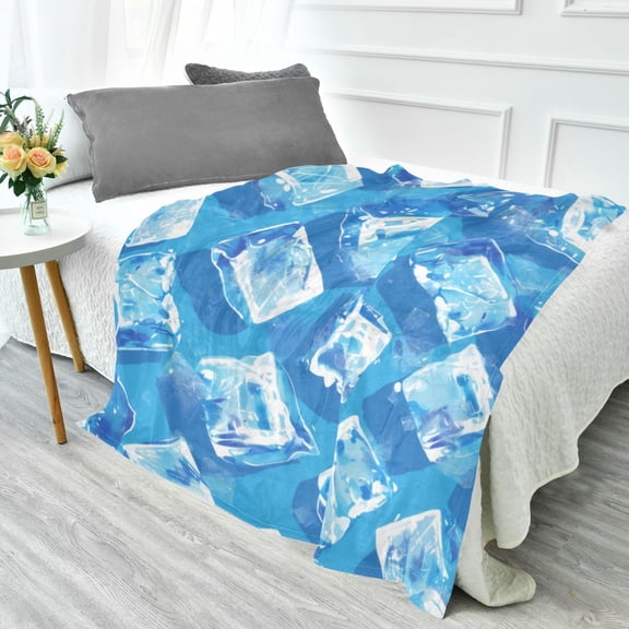 Fluorescent Cover blanket 70x55 inch frannel blanket Office nap blanket Camping blanket Bedding travel blanket Glow blanket Blue Ice Cube